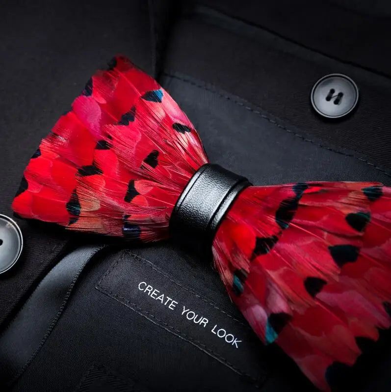 RBOCOTT Feather Bow Ties Men's Luxury Bowtie With Box Fashion Peacock Feather Bow Ties for Men Business Party Wedding