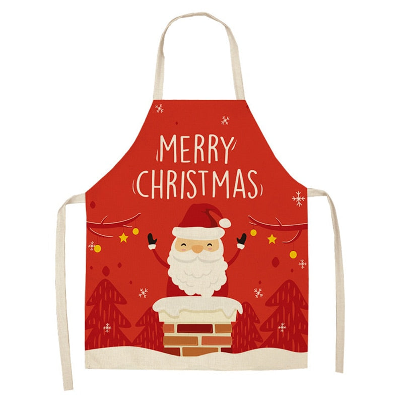 Linen Merry Christmas Apron Christmas Decorations for Home Kitchen Accessories Natal Navidad 2023 New Year Christmas