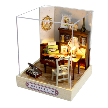 Doll House Furniture Diy Miniature 3D Wooden Miniaturas Dollhouse Toys for Children Birthday Casa Kitten Diary H013