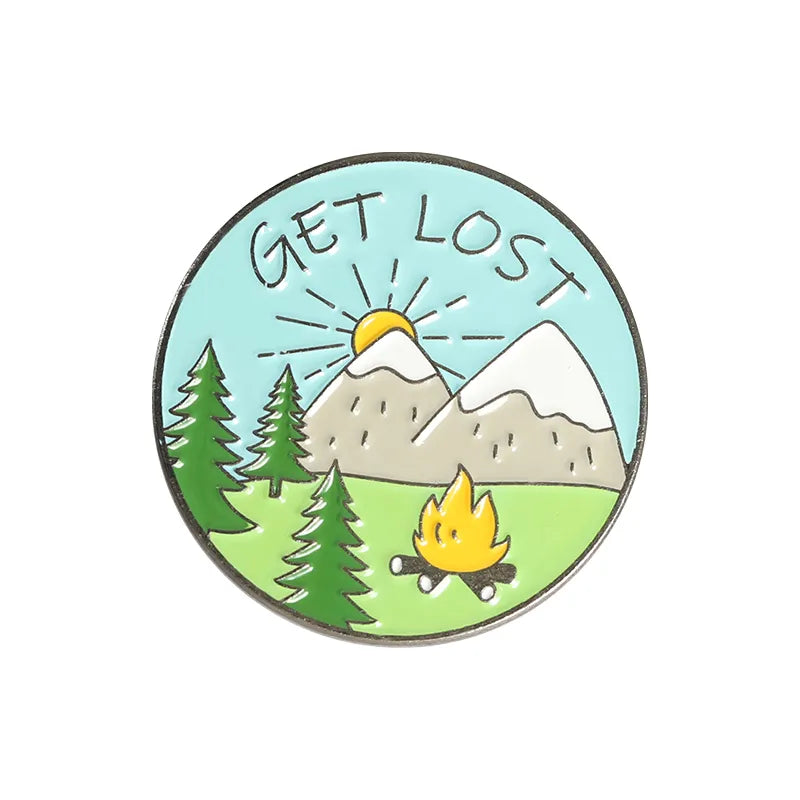 Outdoors Mountain Starry Night Enamel Pin Custom Wild Camping Hiking Brooches Bag Clothes Lapel Pin Adventure Badge Jewelry