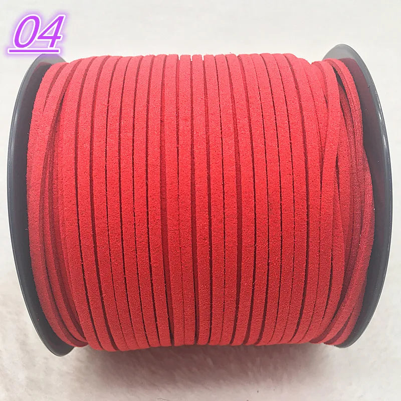 NEW 5yards/Lot 3mm Double Sided Suede Braided Cord Korean Velvet Leather Handmade Beading Bracelet Jewelry String