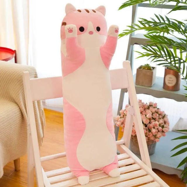 Big Animal Cat Plush Toys Cute Creative Long Soft Toys Office Lunch Break Nap Sleeping Pillow Cushion Stuffed Doll for Kids
