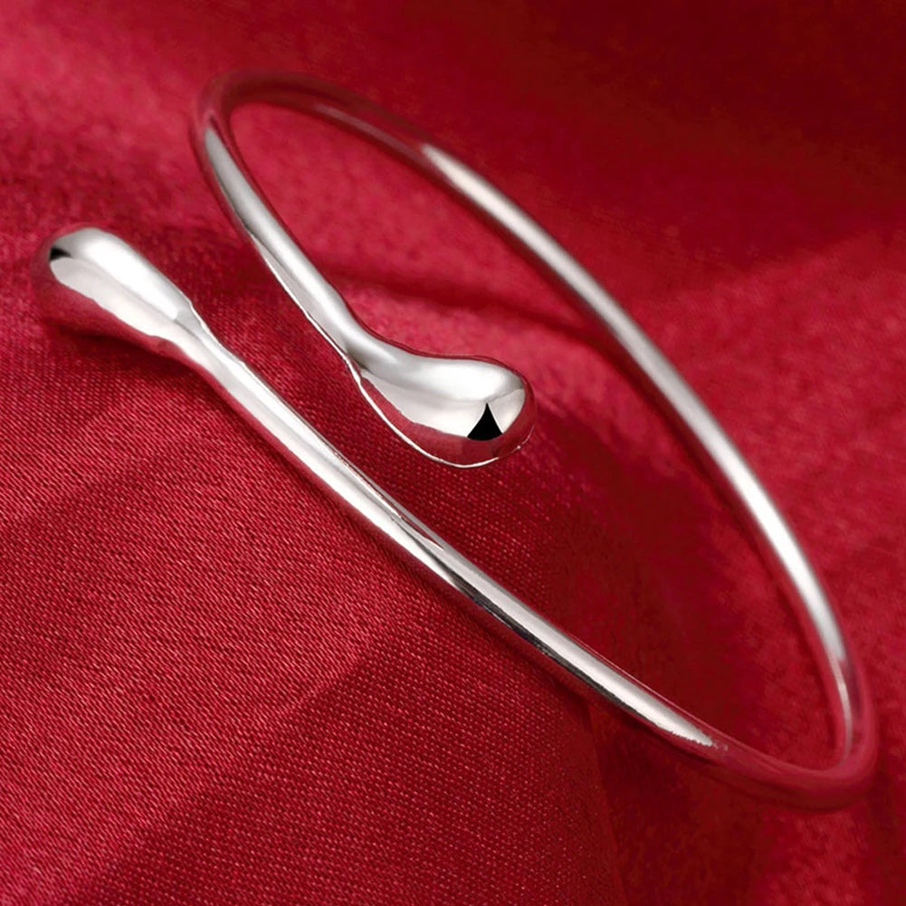 Andara 925 Sterling Silver Round Heart Open Bracelet for Women Jewelry Cuff Bangles