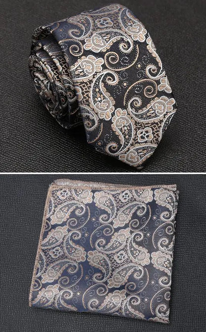 XGVOKH Men Tie Cravat Set Fashion Wedding Ties for Men Hanky Necktie Dot Striped Gravata Jacquard Tie Social Party Accessories