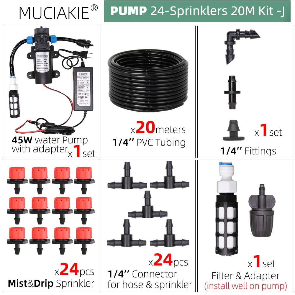 MUCIAKIE 50m-5m DIY Drip Irrigation System Automatic Watering Garden Hose Micro Drip Watering Kits With Adjustable Drippers