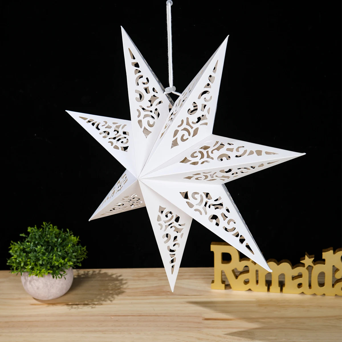 30-75cm Hollow Star Hanging Pendant Eid Mubarak Christmas Ramadan Decoration 2024 Islamic Muslim Party Decor Ramadan Kareem