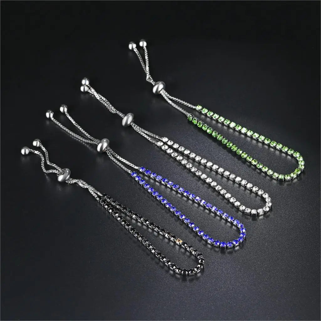 ZHOUYANG Tennis Bracelet for Women Luxury Style 4 Color 4 Claws Mosaic Cubic Zirconia Silver Color Jewelry