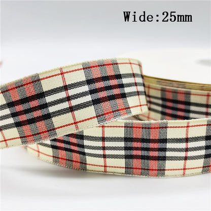 5yards/Lot 25mm Plaid Ribbon Christmas Decor Ribbon for Handmade Design Christmas Decoration DIY