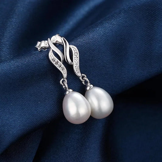 HENGSHENG Pearl Earrings Natural Freshwater Pearl 925 Sterling Silver Earrings Pearl Jewelry for Women Wedding