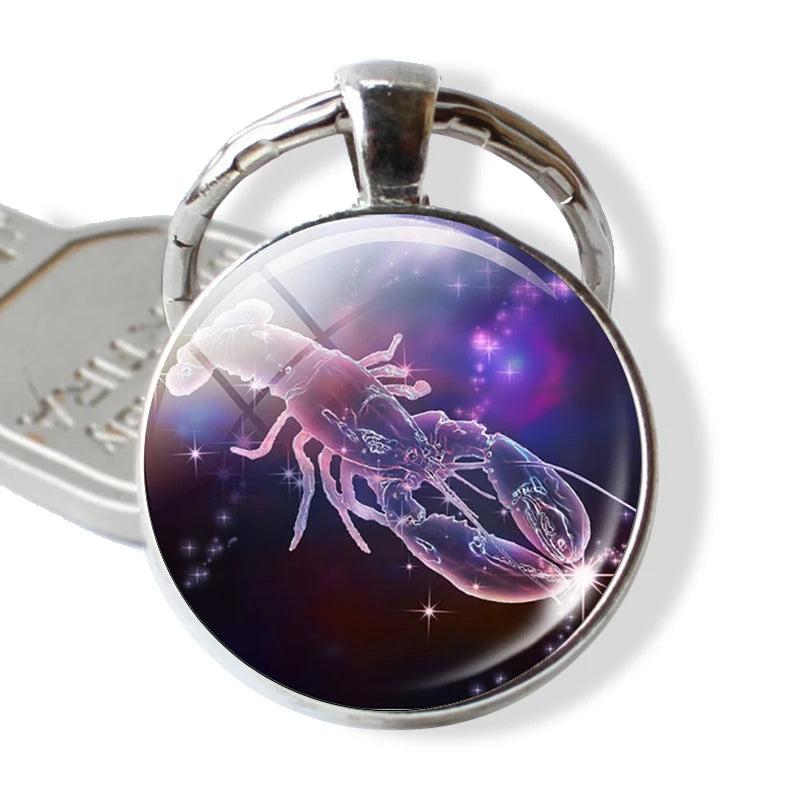 12 Constellations Keychain Constellation Key Rings Zodiac Sign Key Chain Pendant Jewelry Libra Aries Leo Fashion Birthday