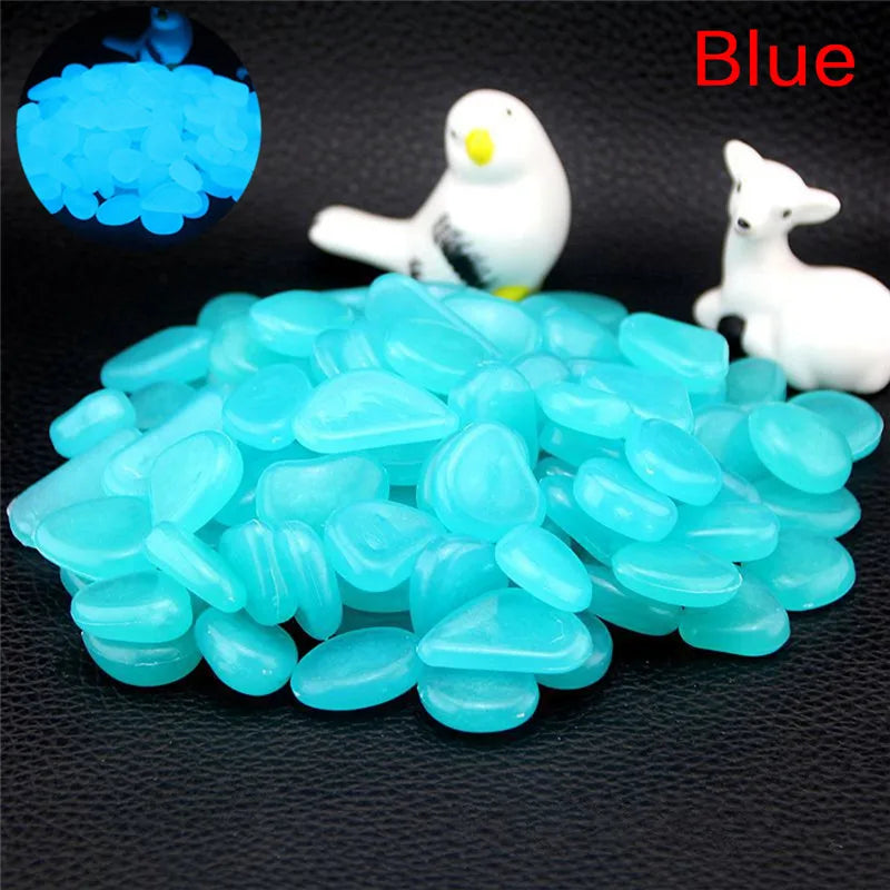 10pcs/Lot Luminous Pebbles Rocks Garden Ornaments Stone Glow in the Dark GardenFor Walkways Fish Tank Decorations