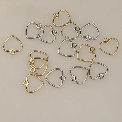 20pcs/Lot 12MM Zinc Alloy   Mini Sweet Hollow Love Heart Shape Charms for DIY Earrings Jewelry Making Accessories
