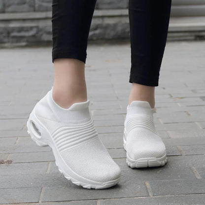 Womens Flats Slip on Shoes for Women Sock Sneakers Platform 2021 Comfortable Soft Ladies Spring Buty Damskie Sepatu Wanita Black