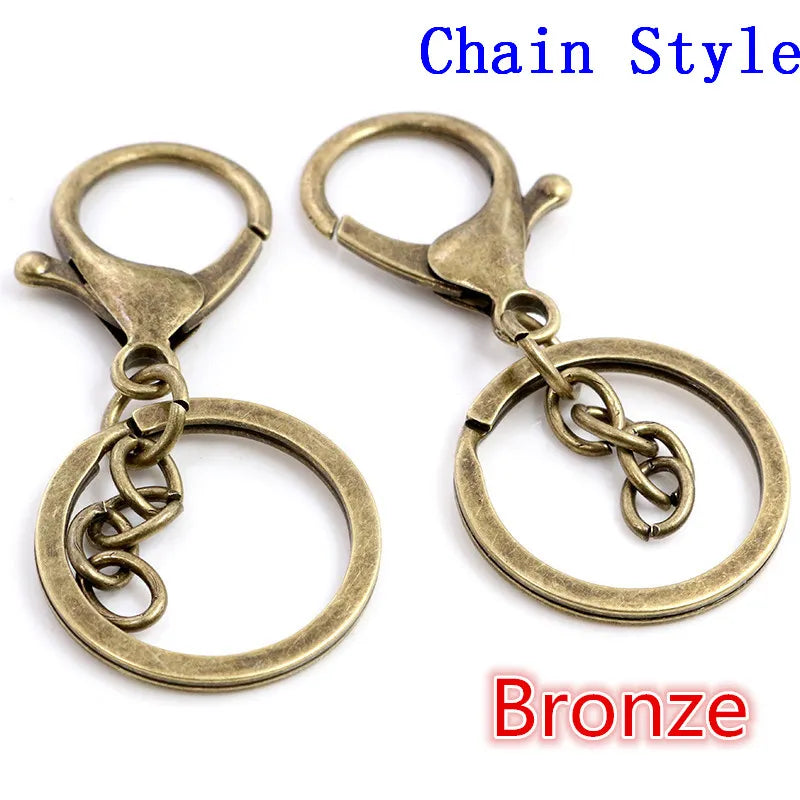 5pcs/Lot 30mm Key Ring Long 70mm Popular Classic 11 Colors Plated Lobster Clasp Key Hook Chain Jewelry Making for Keychain