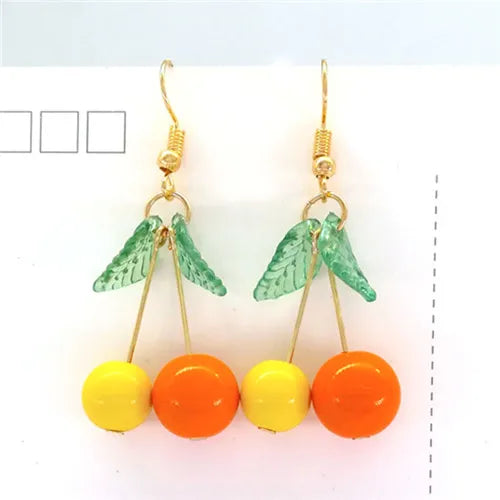 Korean Sweet Youth Girl Student Fruit Cherry Earrings Fresh Simple Cute Women Earrings Ear Clips Banquet Accessories