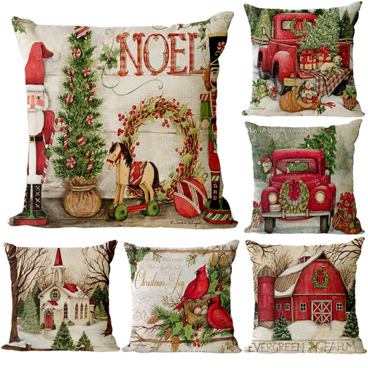 Merry Christmas Decoration Pillow Cover 45x45cm Linen Pillowcase Christmas Decorations for Home Soldier Cushion Cover