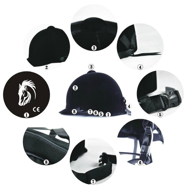 Velvet Children Horse Riding Helmet Equestrian Safe Cap Horse Equipment Cheval Knight Car Motorcycle Protecting Helmet ABS