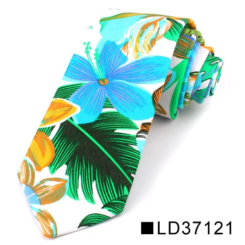 New Floral Tie for Men Women Skinny Cotton Neck Tie for Wedding Casual Mens Neckties Classic Suits Flower Print Neck Ties Cravat