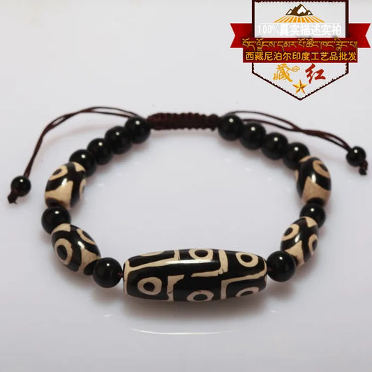 Tibet Dzi Beads Bracelet Natural Stone 9 Eyes and 3 Eyes Beads Fengshui Beads Bracelet
