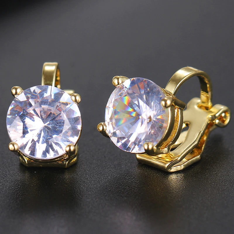 Water Drop Cubic Zirconia Clip Earrings With Elegant Blue Stone Earrings for Punk Girl Party Pendientes Mujer Moda