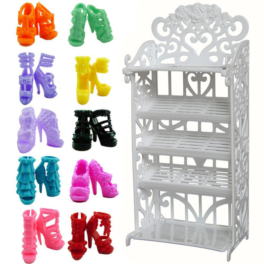 Mix Doll Accessories Option Shoes / Shoe Cabinet White Rack Storage Sofa Dresses Dollhouse Furniture for Barbie Doll