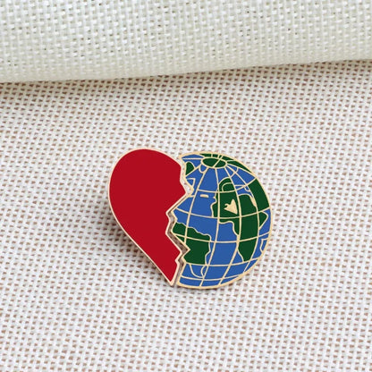 2pcs/Set Creative Brocken Heart Wine Bottle Earth Cup Pizza Enamel Pins BEST BUDS/BOOS Brooch Collar Pin Badges Corsage Jewelry