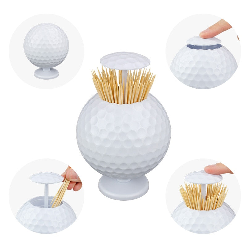 CRESTGOLF Golf Ball Shaped Automatic Pop-Up Toothpick Holder Novelty Golf Decoration