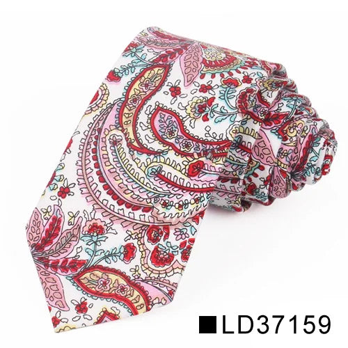 New Floral Tie for Men Women Skinny Cotton Neck Tie for Wedding Casual Mens Neckties Classic Suits Flower Print Neck Ties Cravat