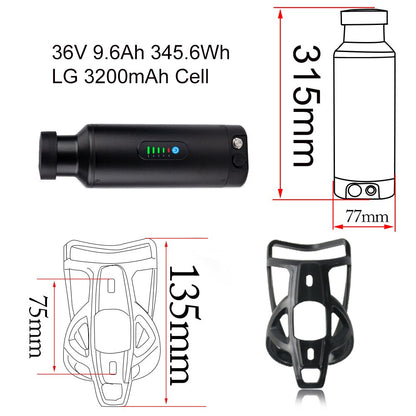Bottle eBike Battery Pack 36V 10.5Ah 48V 7Ah With Branded San-Yo L-G Li-Ion Cell Bafang TSDZ2 750W 500W 350W 250W Mini Batteries