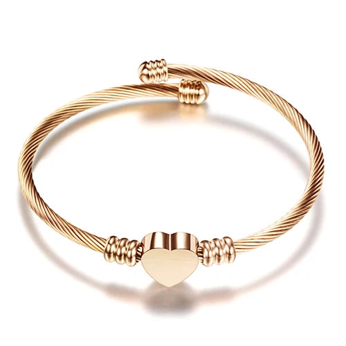 Unisex Elastic Cable Wire Bangle Stainless Steel Bracelet Screw With Removable End Plug Twisted Cuff Charm Beads Fit DIY Jewelry