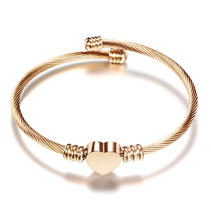 Unisex Elastic Cable Wire Bangle Stainless Steel Bracelet Screw With Removable End Plug Twisted Cuff Charm Beads Fit DIY Jewelry