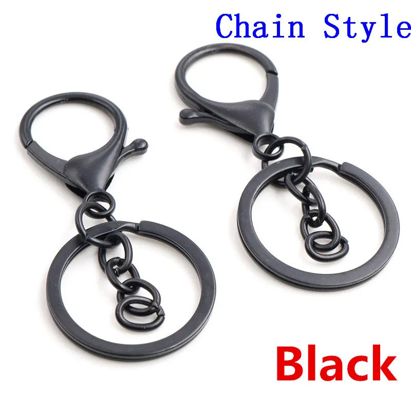 5pcs/Lot 30mm Key Ring Long 70mm Popular Classic 11 Colors Plated Lobster Clasp Key Hook Chain Jewelry Making for Keychain