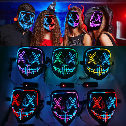 2022 Halloween Mask LED Light Up Mask Scary Mask for Festival Cosplay Halloween Costume Masquerade Parties,Carnival