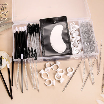 Eyelash Extension Set With Box Lashes Micro Brush Tape Glue Ring Eye Pad Disposable Mascara Applicator Eyelashes Tool