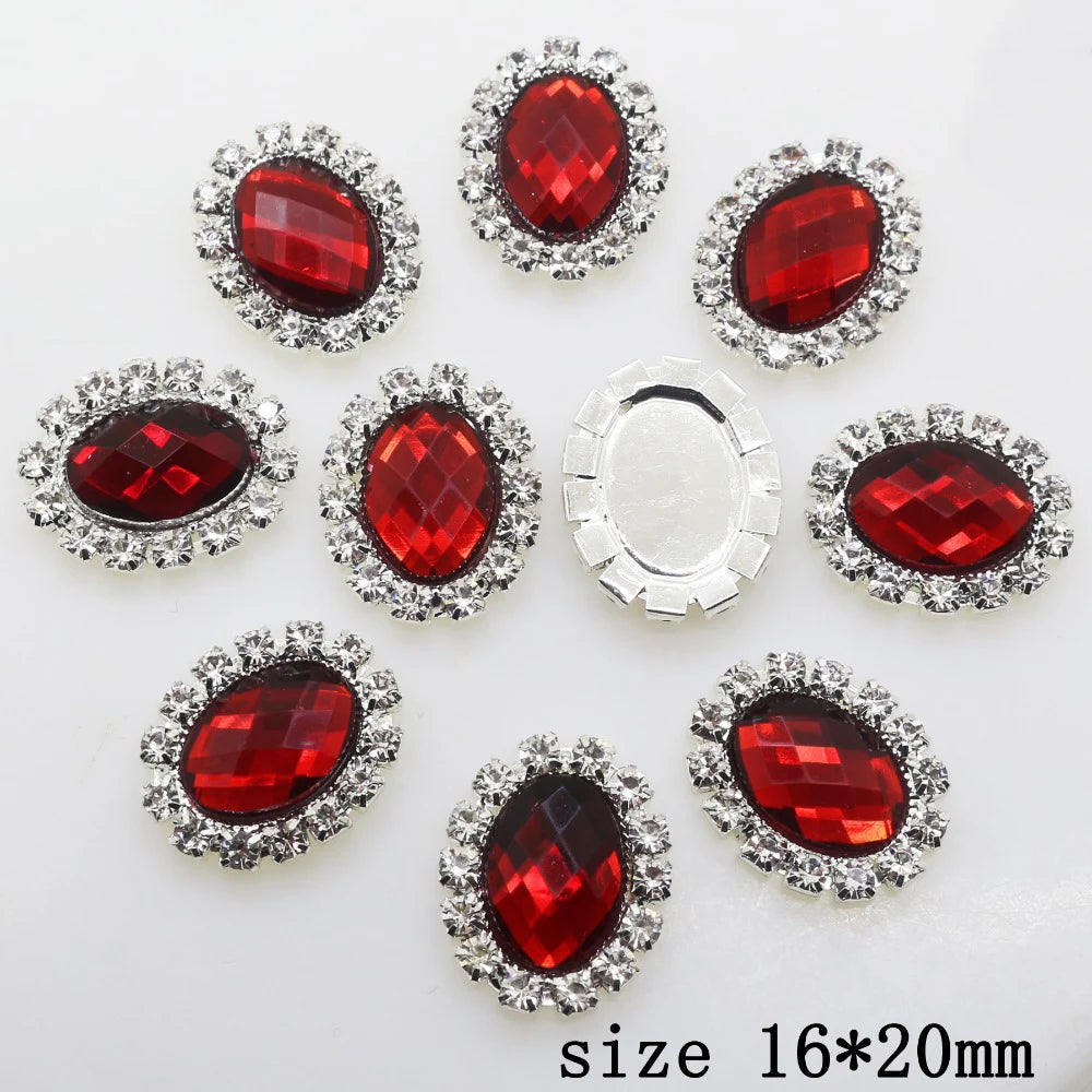 YWXINXI 10Pcs Hot Selling 16*20mm Oval Diy Jewelry Accessories Rhinestone Board Wedding Invitation Clothing Accessories