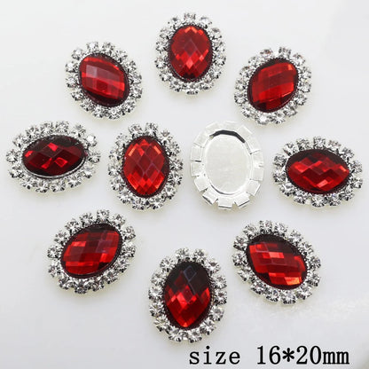YWXINXI 10Pcs Hot Selling 16*20mm Oval Diy Jewelry Accessories Rhinestone Board Wedding Invitation Clothing Accessories