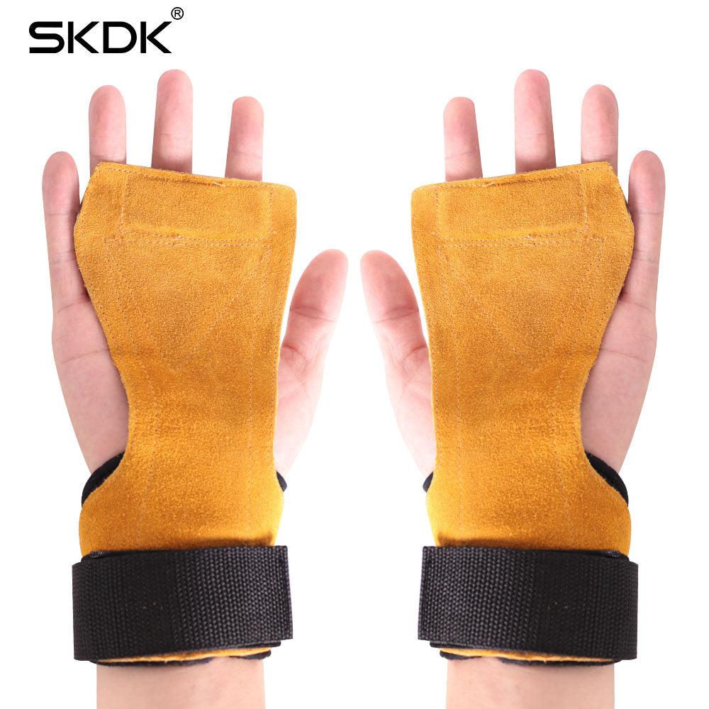 Crossfit 1Pair Gimnasio Fitness Leather Hand Grip Gymnastics Guard Palm Protectors Glove Pull Up Weight Lifting Glove Academia