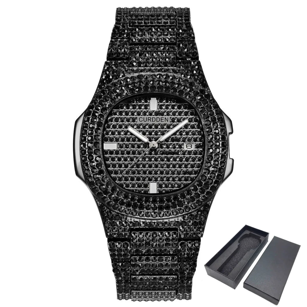 New 2021 ICE Out Role Hip Hop Watch Diamond Watch Men Silver Steel Mens Quartz Watches Waterproof Relogio Masculino