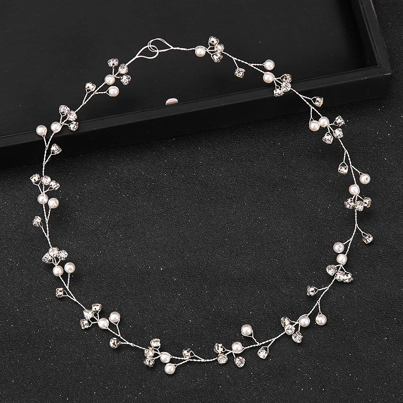 Gold/Silver Color Headbands Bride Hair Accessories Flower Pearl Crystal Hairbands Bridal Tiaras Headpiece Wedding Hair Jewelry