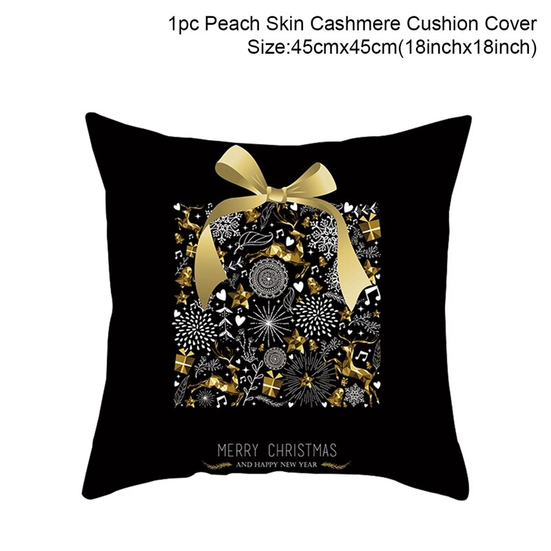 QIFU Cotton Linen Merry Christmas Cushion Covers 45x45cm Decorative Christmas Pi