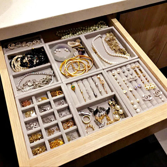 New Drawer DIY Jewelry Storage Tray Ring Bracelet Box Jewellery Organizer Earring Holder Small Size Fit Most Room Space