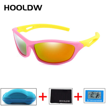 HOOLDW New Children Sunglasses Polarized Sun Glasses Silicone Flexible Baby Kids Glasses Boys Girls Sport Goggles UV400 Eyewear