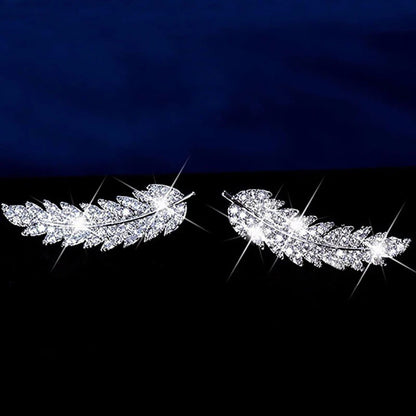 ZHOUYANG Stud Earrings for Women  Delicate Feather & Leaf Shaped Gold Color-Colour Party Daily Jewelry KAE060