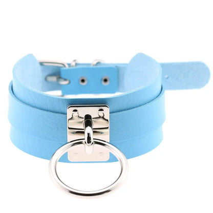 KMVEXO New Fashion Harajuku Handmade Choker Punk Leather Collar Necklace Silver Color Metal O-Round Torques Party Jewelry