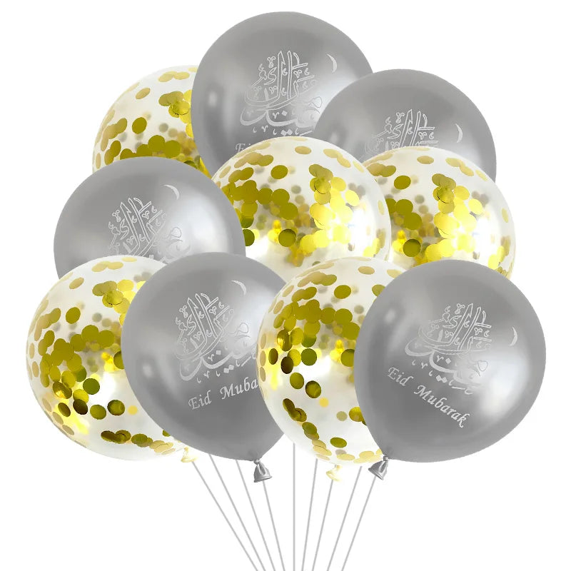 10pcs Eid Mubarak Latex Balloon Balloons Ramadan Kareem Decoration Ramadan Mubarak Muslim Islamic Festival Party DIY Decorations