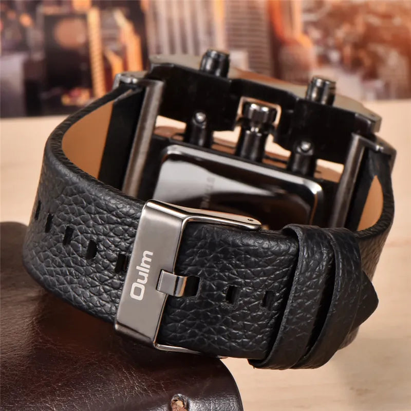 Oulm 3364 Casual Wristwatch Square Dial Wide Strap Men's Quartz Watch Luxury Brand Male Clock Super Big Men Watches Montre Homme