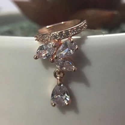 Fashion Drop Water Clip Earrings Jewelry Zirconia Crystal Jackets Jewelry Cuff Earrings for Women Boucle d'Oreille Aros AE230