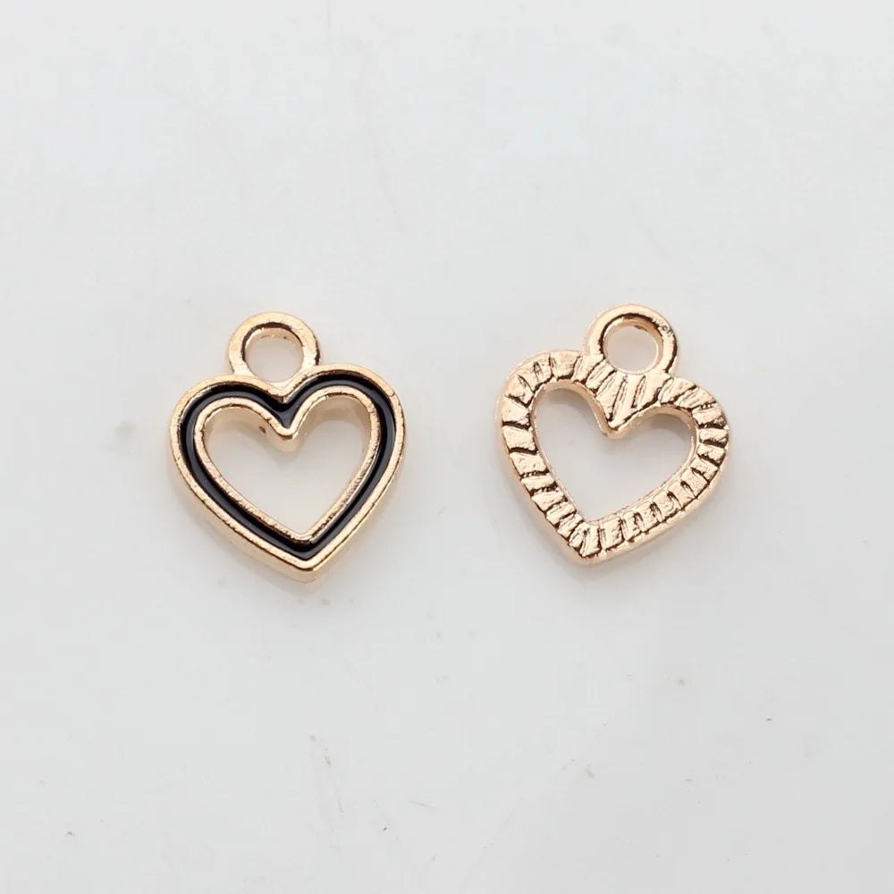 50pcs/Lot  Zinc Alloy Charms Enamel Mini Sweet Heart Hollow Charms for DIY Necklaces Bracelets Jewelry Making Accessories