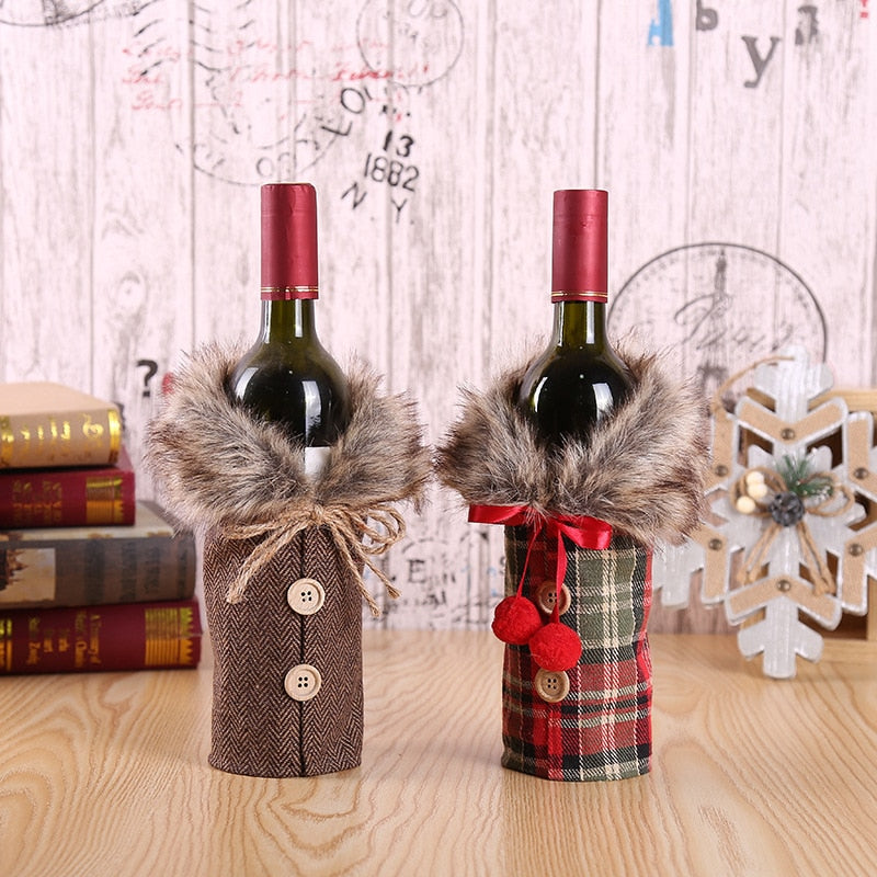 Christmas Wine Bottle Cover Merry Christmas Decor for Home 2023 Navidad Noel Christmas Ornaments Xmas Happy New Year 2024