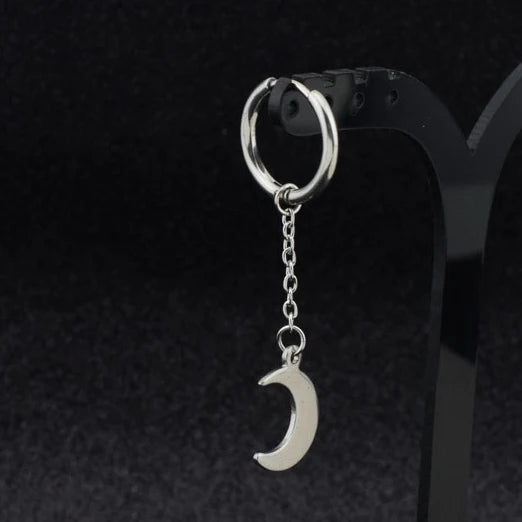 SOHOT Hot Dangle Long Tassel Unisex Hoop Earrings Punk Metal Jewelry Brincos Silver Color Star Cross Pendant Exaggerate Design